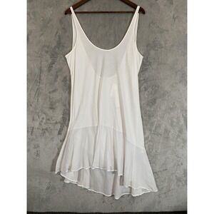 Skin Chemise Dress Womens Large White Pima Cotton Flounce Layered Hem NWT